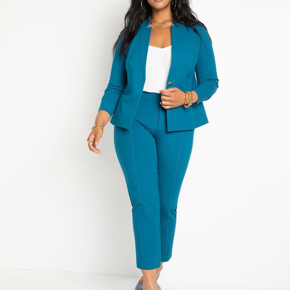 Eloquii size 16 teal ultimate stretch one button blazer